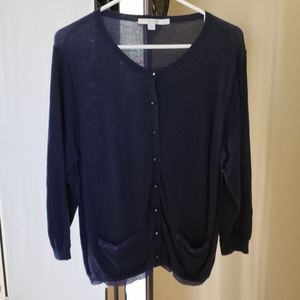 Navy sweater button long sleeved